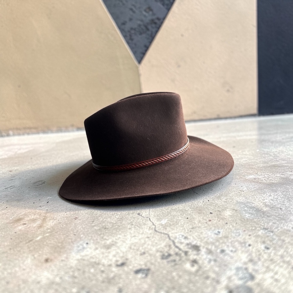 Resistol 5 XXXXX Cowboy Hat 6 7/8 Brown Xtra Band Included Fur Felt Texas Made - Picture 2 of 7